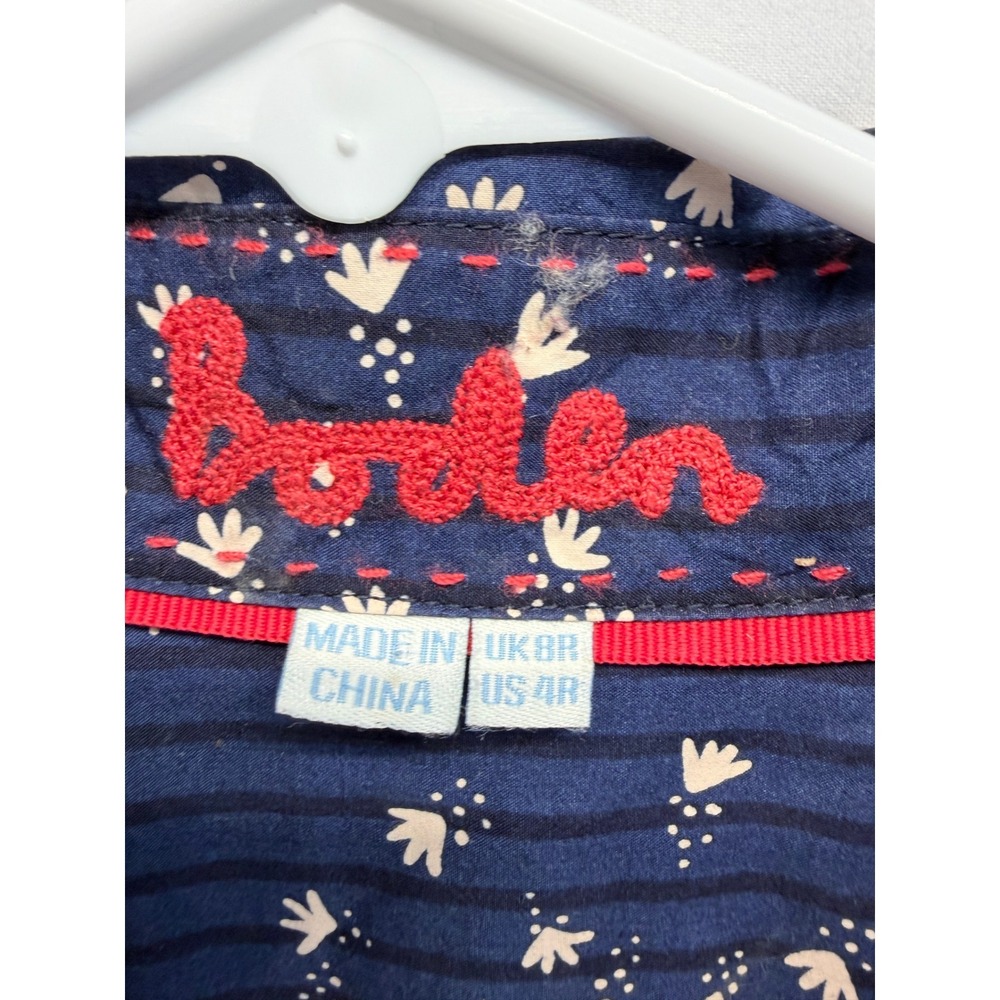 Boden Women LS Blouse Bird Novelty Print Button Up Sz 4R Dark Blue - Picture 4 of 8